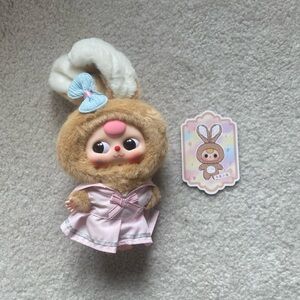 Cute baby three Plush Keychain with RARE Pink Dress